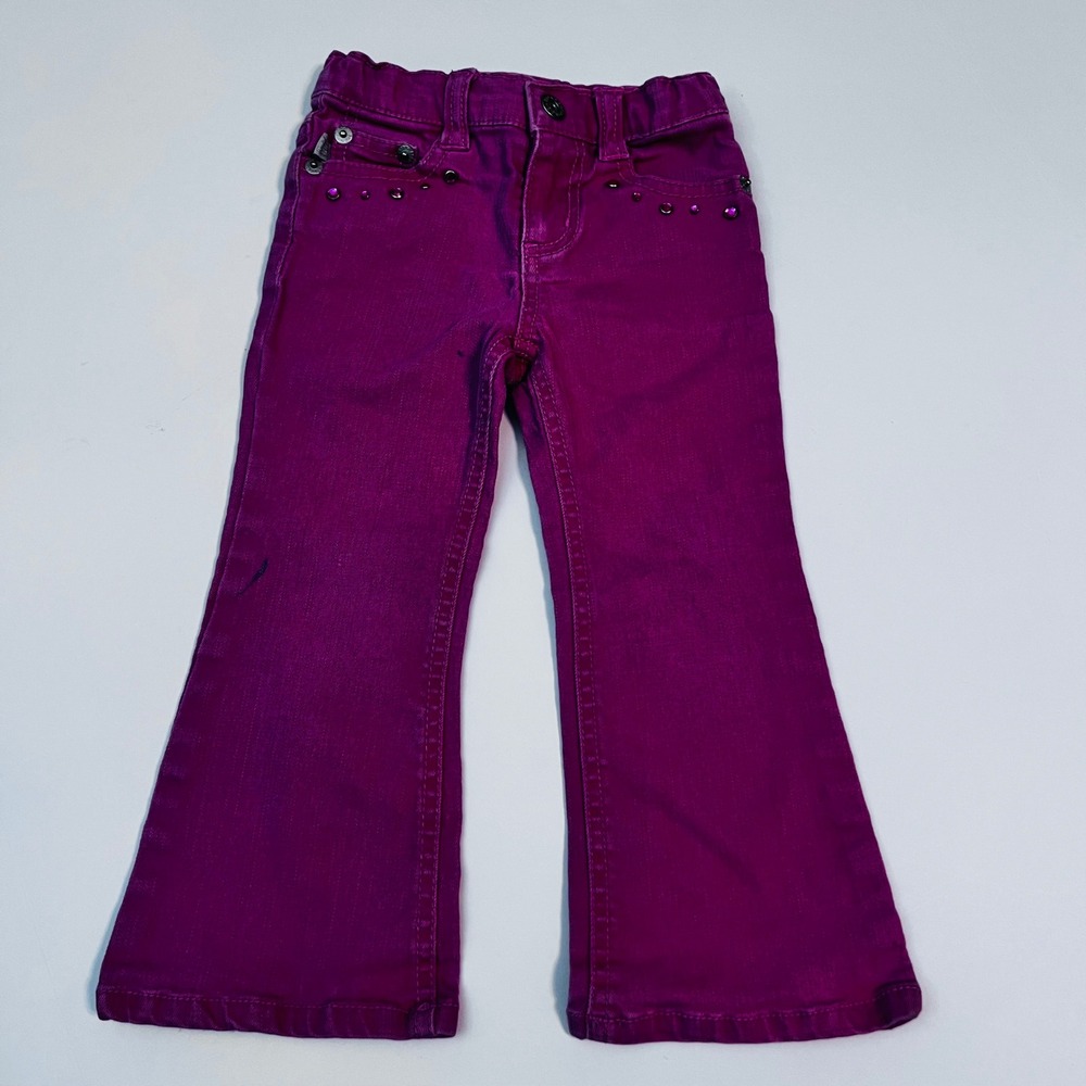 Vintage Bongo‎ Girls 2T Pink Flare Jeans Rhinestone Stretch Denim